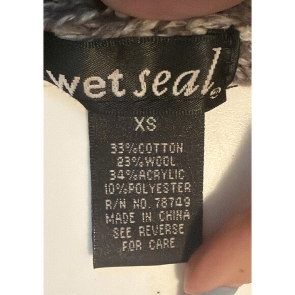 Vintage 90s Y2K Wool-Blend Wet Seal Collared Hooded Marbled Sweater XS - Picture 5 of 6